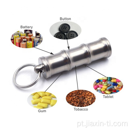 Titanium Mini Pill Suport com chaveiro ou colar